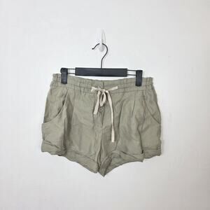 Wilfred Aritzia Khaki Lyocell Linen Elastic Waist Casual Safari Shorts Size 4